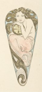 Miniatűr projekt egy nagy testű kapocs medáljához, c. 1900. alkotó: Alfons Marie Mucha