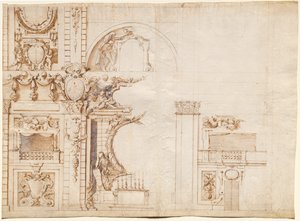 Tanulmány a firenzei San Lorenzóban, 1637-ben II. Ferdinánd római császár tiszteletére rendezett „Essequie” számára alkotó: Alfonso Parigi