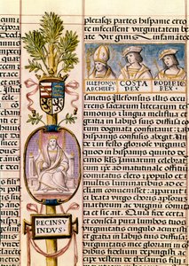 Flavius ​​Recceswinth, a spanyol vizigótok királyának portréja 653-tól 672-ben bekövetkezett haláláig, miniatűr a "Spanyolország királyainak genealógiájában" alkotó: Alfonso de Cartagena