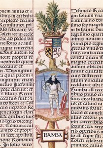 Wamba vizigót király portréja (megh. 688, Spanyolország királya 672-680/681, Alonso de Cartagena "Spanyolország királyainak genealógiájából") alkotó: Alfonso de Cartagena