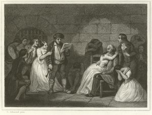 Az elítélt hívása (metszet) alkotó: Alfred (after) Johannot