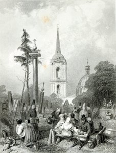 A szmolenszki templom temetője, metszet: E.Smith alkotó: Alfred (after) Vickers