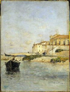 A halászfalu. Alfred Casile (1848-1909) festménye. Limoux, Musee Petiet. alkotó: Alfred Casile