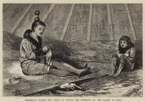 Esquimaux nő és gyermek Lievelyben (vagy Godhavnban) a Disco szigetén alkotó: Alfred Chantrey Corbould