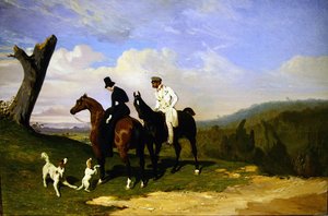 Szünet a lovaglásban a kutyákkal (olaj, vászon) alkotó: Alfred Dedreux