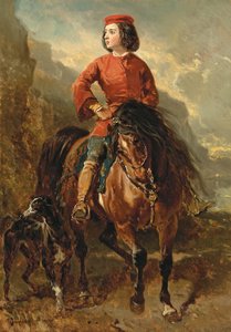 Fiatal Lovas Shetlandon, agárral; Jeune cavalier montant un shetland et levrier, 19. század alkotó: Alfred Dedreux