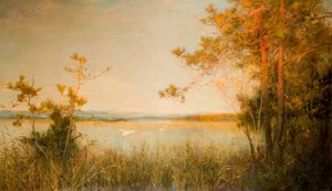 Reedy Mere és napfényes dombok, 1890-91. alkotó: Alfred Edward East