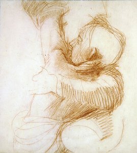 Anya és gyermeke, 1851 körül (szangvinikus kréta, papír)