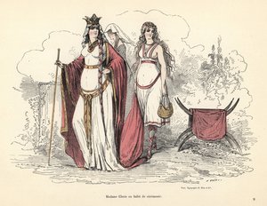Klotild, a frankok királynője ünnepi ruhában, V. század. alkotó: Alfred Grevin