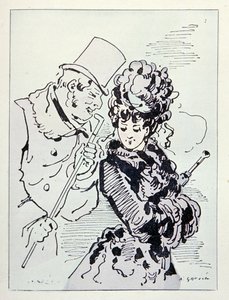 Az aszfalton, illusztráció Les Parisiennes-ből, 1870 körül alkotó: Alfred Grevin