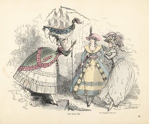 Csatahajót viselő nő puffos fejdíszében, XIV. Lajos király korszaka