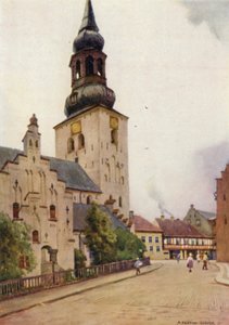 Dánia: Aalborgi katedrális, Észak-Jylland (színes litho) alkotó: Alfred Heaton Cooper