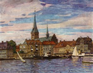 Dánia: Helsingor, Shakespeare "Elsinore" (színes tagok) alkotó: Alfred Heaton Cooper