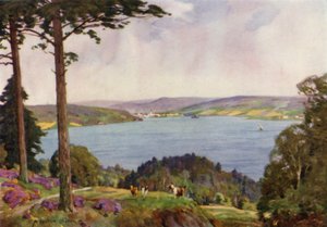 Dánia: Vejle Fiord, Dél-Jylland (színes litho) alkotó: Alfred Heaton Cooper