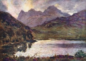 Lake District: Blea Tarn és Langdale Pikes (színes litográfia) alkotó: Alfred Heaton Cooper