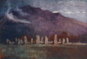 Lake District: Keswick közelében, holdfényben (színes lithó) alkotó: Alfred Heaton Cooper
