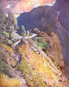 Lake District: Wastdale (színes lithó): A Styhead Pass csúcsához közeledve (színes lithó) alkotó: Alfred Heaton Cooper