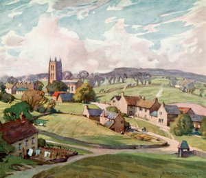 Mells Village, Frome közelében (színes litó) alkotó: Alfred Heaton Cooper