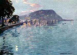 Minehead by Moonlight (színes litó) alkotó: Alfred Heaton Cooper