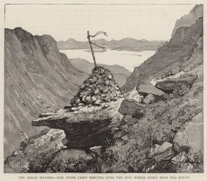 Az Arran-gyilkosság, a Stone Cairn, amelyet azon Hely felett emeltek, ahol Rose holttestét megtalálták alkotó: Alfred Heaton Cooper