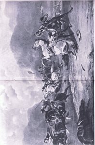 A nasebyi visszavonulás: 1645. június 14., illusztráció a brit szárazföldi és tengeri csatákból, 1915 alkotó: Alfred Heaton Cooper