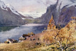 Urnaes templom, Lyster, Sogne fjord alkotó: Alfred Heaton Cooper