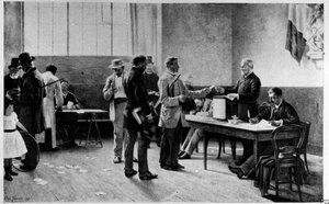 Választások, általános választójog: A.M. Bramtot szavazóhelyisége - Musee Carnavalet. alkotó: Alfred-Henri Bramtot