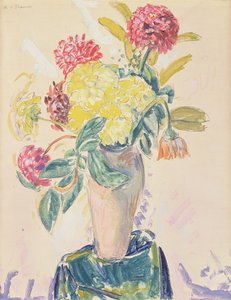 Zinnias, 1926 körül (wc, gouache és szén papíron) alkotó: Alfred Henry Maurer