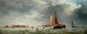 Scheveningen Beach (olaj a panelen) alkotó: Alfred Herbert