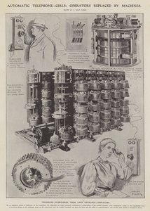 Automata telefonlányok: a kezelőket gépek váltják fel (litho) alkotó: Alfred Hugh Fisher