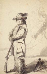 A Rocky Mountain Trapper, Bill Burrow, 1837 körül (ceruza, toll és tinta, és papírra kell mosni) alkotó: Alfred Jacob Miller