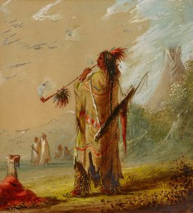 Egy Shoshonee indiai dohányzó, kb. 1860-as évek.