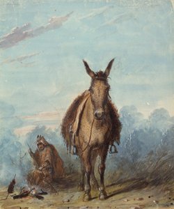 Egy trapper a magányos táborában, 1837 körül (akvarell, papír) alkotó: Alfred Jacob Miller