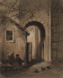 Gyermekek egy kapu előtt alkotó: Alfred Jacob Miller
