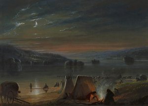 Átkelés a folyón: holdfény alkotó: Alfred Jacob Miller