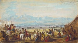 Tábor a Green Rivernél, a Sziklás-hegység lábánál, 1837 körül (ceruza, akvarell és gouache papíron) alkotó: Alfred Jacob Miller