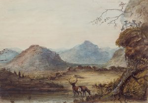 Sziklaképződmények az édesvíz közelében, 1837 körül (akvarell, papír) alkotó: Alfred Jacob Miller