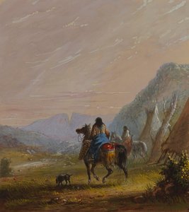 Lóháton ülő indián nők a Cut Rocks környékén alkotó: Alfred Jacob Miller