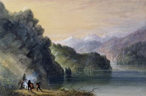 Tóparti látkép – Sziklás-hegység alkotó: Alfred Jacob Miller