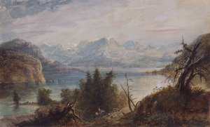 Lake, Wind River Hegylánc, 1837 körül (akvarell, papír) alkotó: Alfred Jacob Miller
