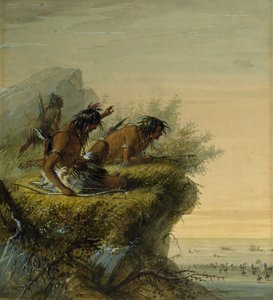 A karavánt figyelő pawnee indiánok alkotó: Alfred Jacob Miller