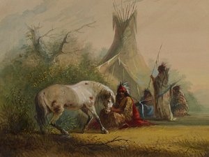 Sosoni indián és kedvenc lova alkotó: Alfred Jacob Miller