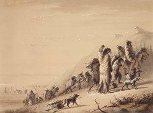 Vándorló kígyóindiánok, 1837 körül (toll és tinta, mosás és gouache papíron) alkotó: Alfred Jacob Miller