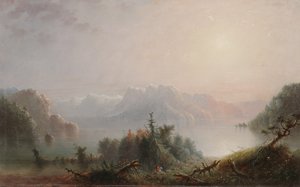 A tó magányos keble az ég felé tágul, 1850 körül (olaj, tábla) alkotó: Alfred Jacob Miller