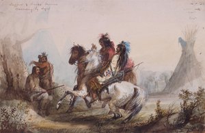 Trappers and Snake Indians Conversing by Signs, 1837 körül (ceruza, akvarell és gouache papíron) alkotó: Alfred Jacob Miller