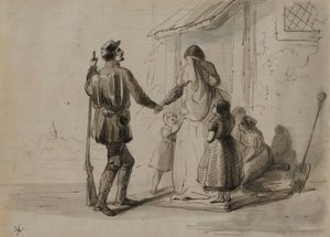 Háború. Indulás a frontra alkotó: Alfred Jacob Miller