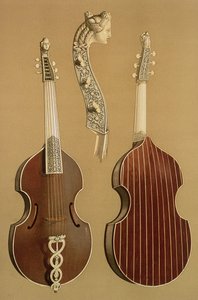 Viola da Gamba, vagy basszushegedű, Joachim Tielke (1641-1719) Hamburgban, 1701, a „Musical Instruments” (színes litó)