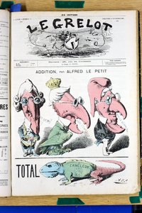 „Le Grelot” borítója, 32. szám, Színes szatirikus alkotó: Alfred Le Petit