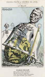 A dinnye: Rajzfilm Louis Veuillot-ról - ill. 1871. 10. 03-tól a „A nap virágai, gyümölcsei és zöldségei” c. alkotó: Alfred Le Petit