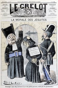 A jezsuiták erkölcse „Bátoríts! Fiam, a tetején kisfiúk vannak, de csendőrök! , 1883. május (metszet) alkotó: Alfred Le Petit